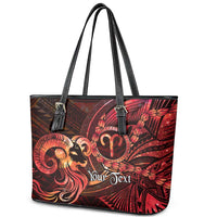 Personalised Polynesia Zodiac Aries Leather Tote Bag Galaxy Polynesian Pattern Chest Tattoo Style
