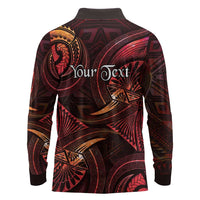 Personalised Polynesia Zodiac Aries Long Sleeve Polo Shirt Galaxy Polynesian Pattern Chest Tattoo Style LT14 - Polynesian Pride