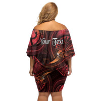 Personalised Polynesia Zodiac Aries Off Shoulder Short Dress Galaxy Polynesian Pattern Chest Tattoo Style LT14 - Polynesian Pride