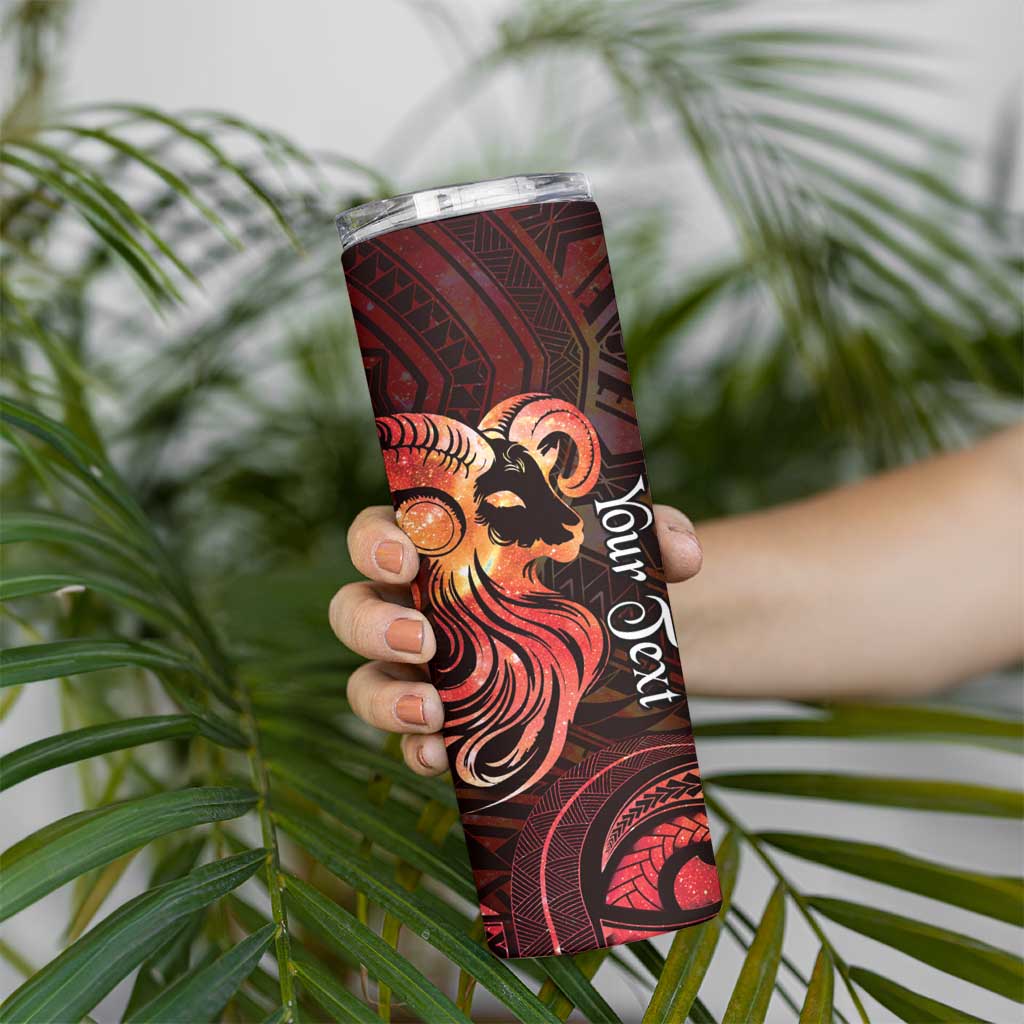 Personalised Polynesia Zodiac Aries Skinny Tumbler Galaxy Polynesian Pattern Chest Tattoo Style