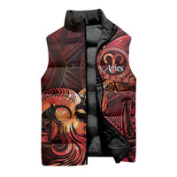 Personalised Polynesia Zodiac Aries Sleeveless Puffer Jacket Galaxy Polynesian Pattern Chest Tattoo Style