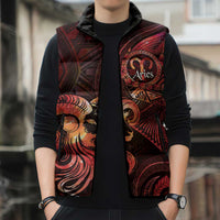 Personalised Polynesia Zodiac Aries Sleeveless Puffer Jacket Galaxy Polynesian Pattern Chest Tattoo Style