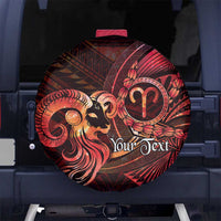 Personalised Polynesia Zodiac Aries Spare Tire Cover Galaxy Polynesian Pattern Chest Tattoo Style LT14 No hole Red - Polynesian Pride