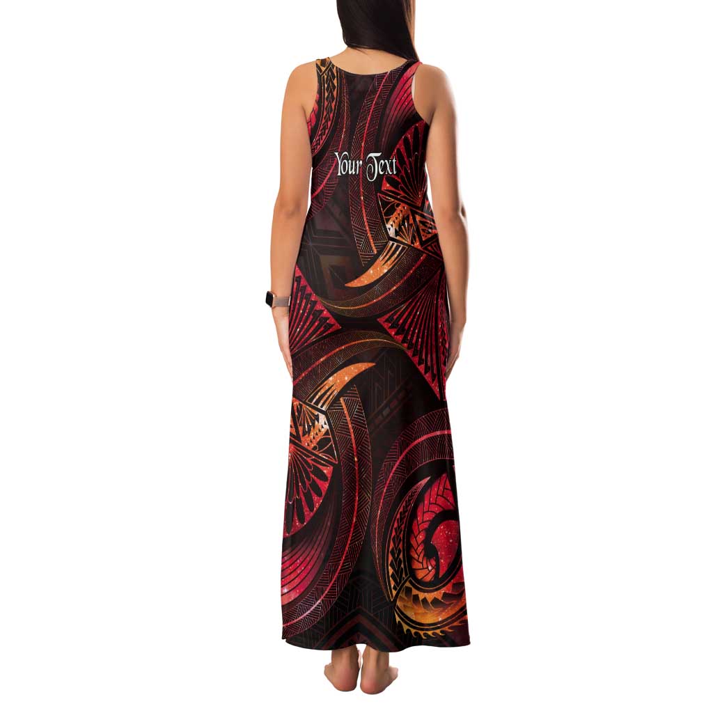 Personalised Polynesia Zodiac Aries Tank Maxi Dress Galaxy Polynesian Pattern Chest Tattoo Style