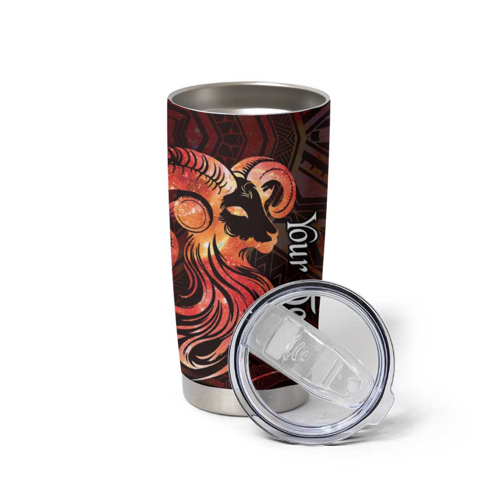 Personalised Polynesia Zodiac Aries Tumbler Cup Galaxy Polynesian Pattern Chest Tattoo Style