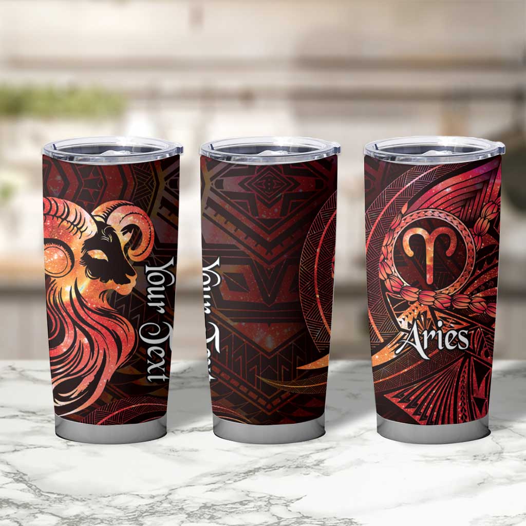 Personalised Polynesia Zodiac Aries Tumbler Cup Galaxy Polynesian Pattern Chest Tattoo Style