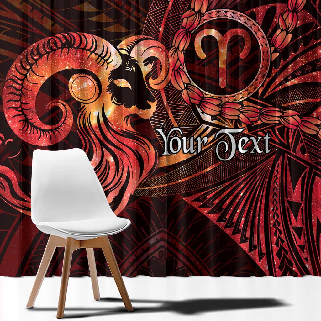 Personalised Polynesia Zodiac Aries Window Curtain Galaxy Polynesian Pattern Chest Tattoo Style