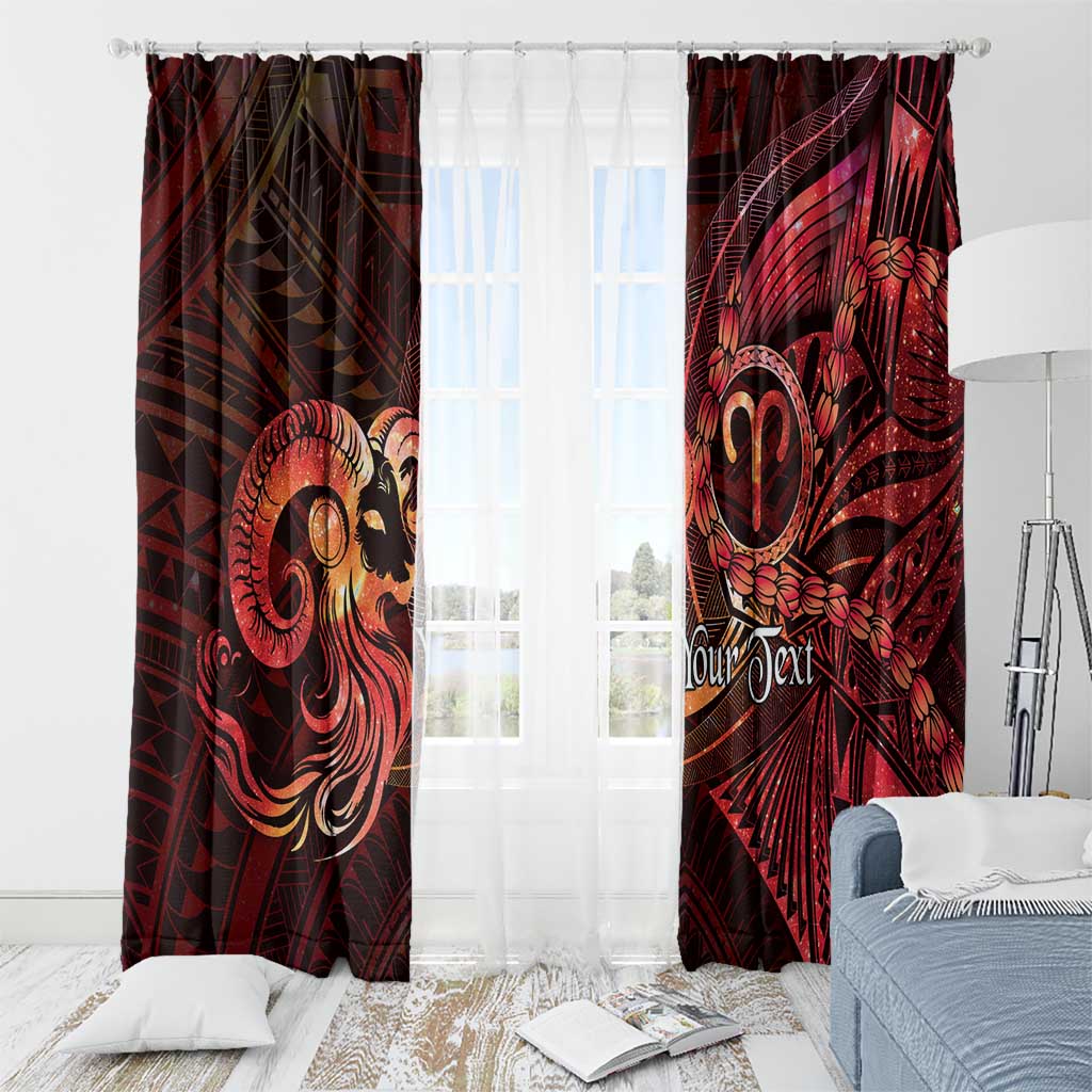 Personalised Polynesia Zodiac Aries Window Curtain Galaxy Polynesian Pattern Chest Tattoo Style