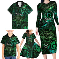Personalised Polynesia Zodiac Taurus Family Matching Long Sleeve Bodycon Dress and Hawaiian Shirt Galaxy Polynesian Pattern Chest Tattoo Style LT14 - Polynesian Pride