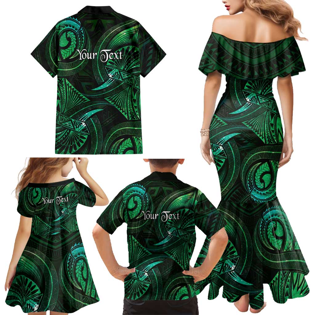 Personalised Polynesia Zodiac Taurus Family Matching Mermaid Dress and Hawaiian Shirt Galaxy Polynesian Pattern Chest Tattoo Style LT14 - Polynesian Pride