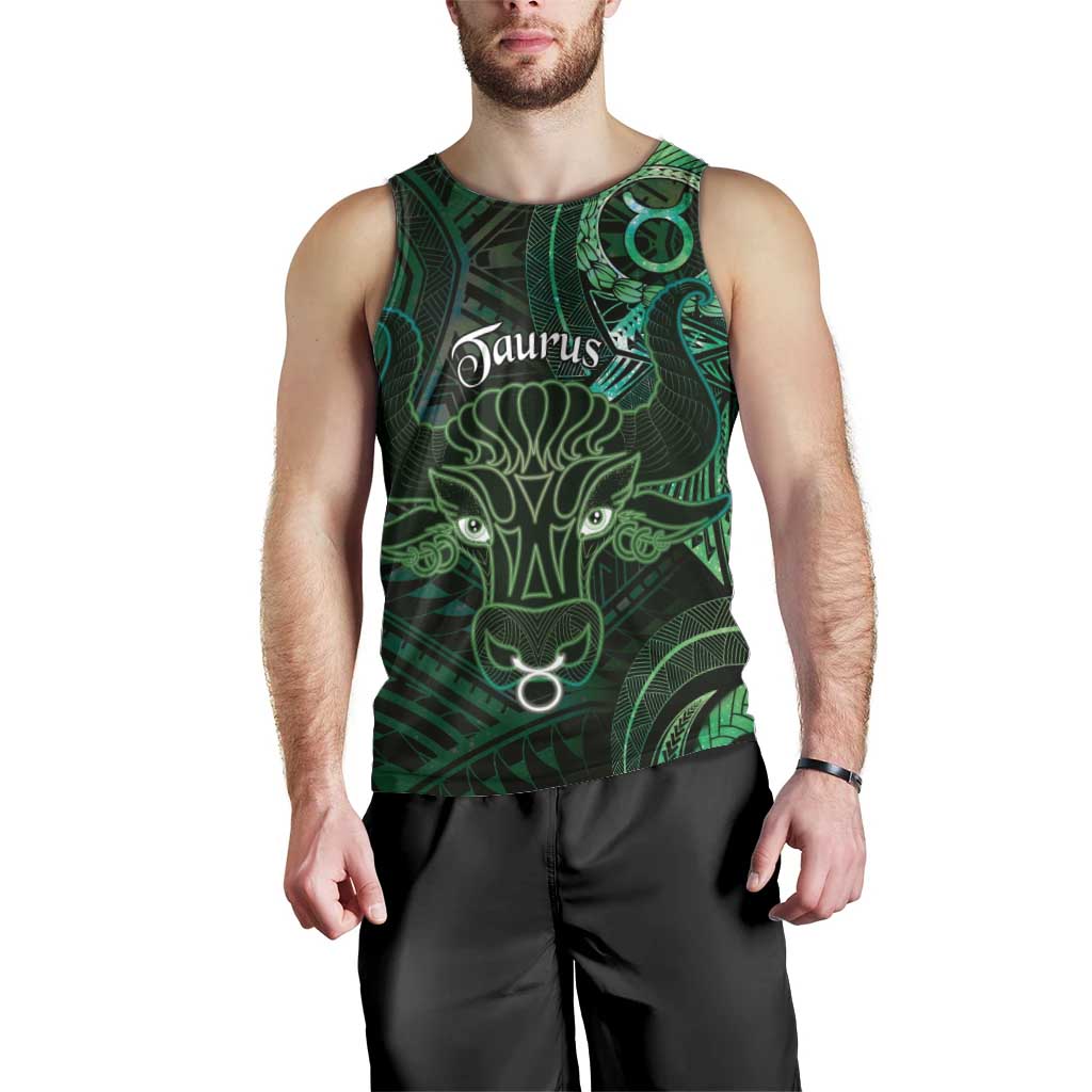 Personalised Polynesia Zodiac Taurus Men Tank Top Galaxy Polynesian Pattern Chest Tattoo Style