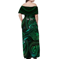 Personalised Polynesia Zodiac Taurus Off Shoulder Maxi Dress Galaxy Polynesian Pattern Chest Tattoo Style LT14 - Polynesian Pride