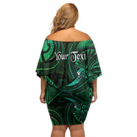 Personalised Polynesia Zodiac Taurus Off Shoulder Short Dress Galaxy Polynesian Pattern Chest Tattoo Style LT14 - Polynesian Pride