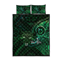Personalised Polynesia Zodiac Taurus Quilt Bed Set Galaxy Polynesian Pattern Chest Tattoo Style