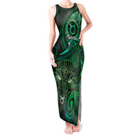 Personalised Polynesia Zodiac Taurus Tank Maxi Dress Galaxy Polynesian Pattern Chest Tattoo Style