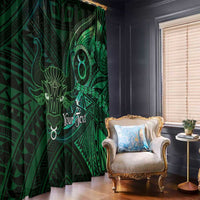 Personalised Polynesia Zodiac Taurus Window Curtain Galaxy Polynesian Pattern Chest Tattoo Style
