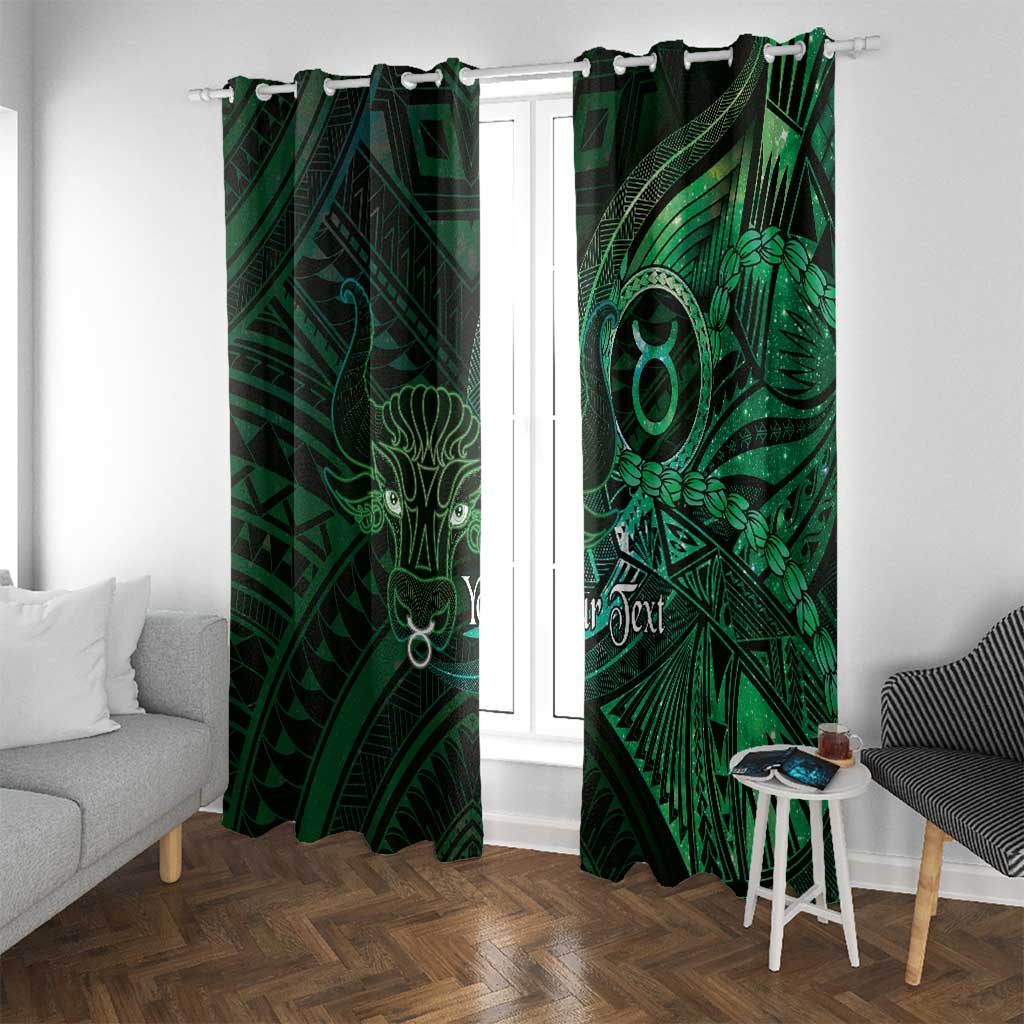 Personalised Polynesia Zodiac Taurus Window Curtain Galaxy Polynesian Pattern Chest Tattoo Style