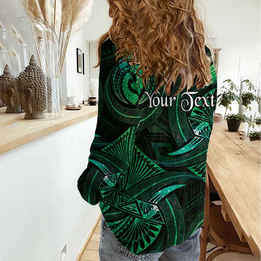 Personalised Polynesia Zodiac Taurus Women Casual Shirt Galaxy Polynesian Pattern Chest Tattoo Style