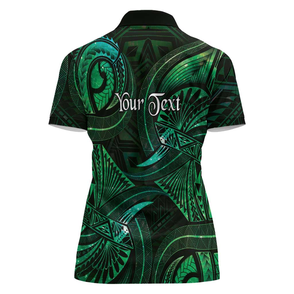 Personalised Polynesia Zodiac Taurus Women Polo Shirt Galaxy Polynesian Pattern Chest Tattoo Style