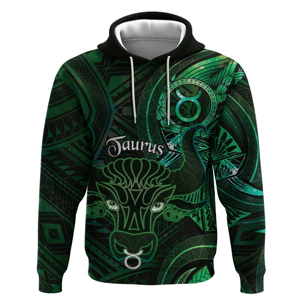 Personalised Polynesia Zodiac Taurus Zip Hoodie Galaxy Polynesian Pattern Chest Tattoo Style