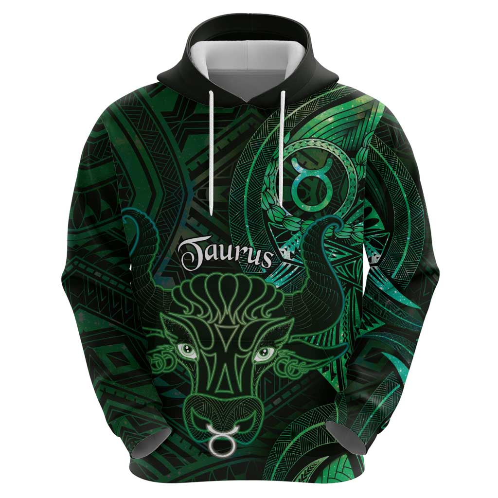 Personalised Polynesia Zodiac Taurus Zip Hoodie Galaxy Polynesian Pattern Chest Tattoo Style