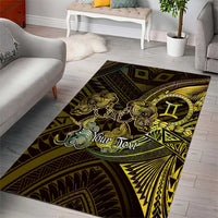 Personalised Polynesia Zodiac Gemini Area Rug Galaxy Polynesian Pattern Chest Tattoo Style