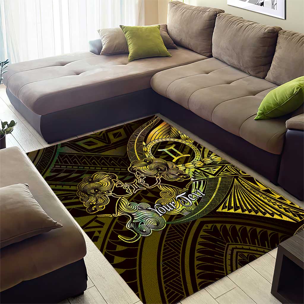 Personalised Polynesia Zodiac Gemini Area Rug Galaxy Polynesian Pattern Chest Tattoo Style