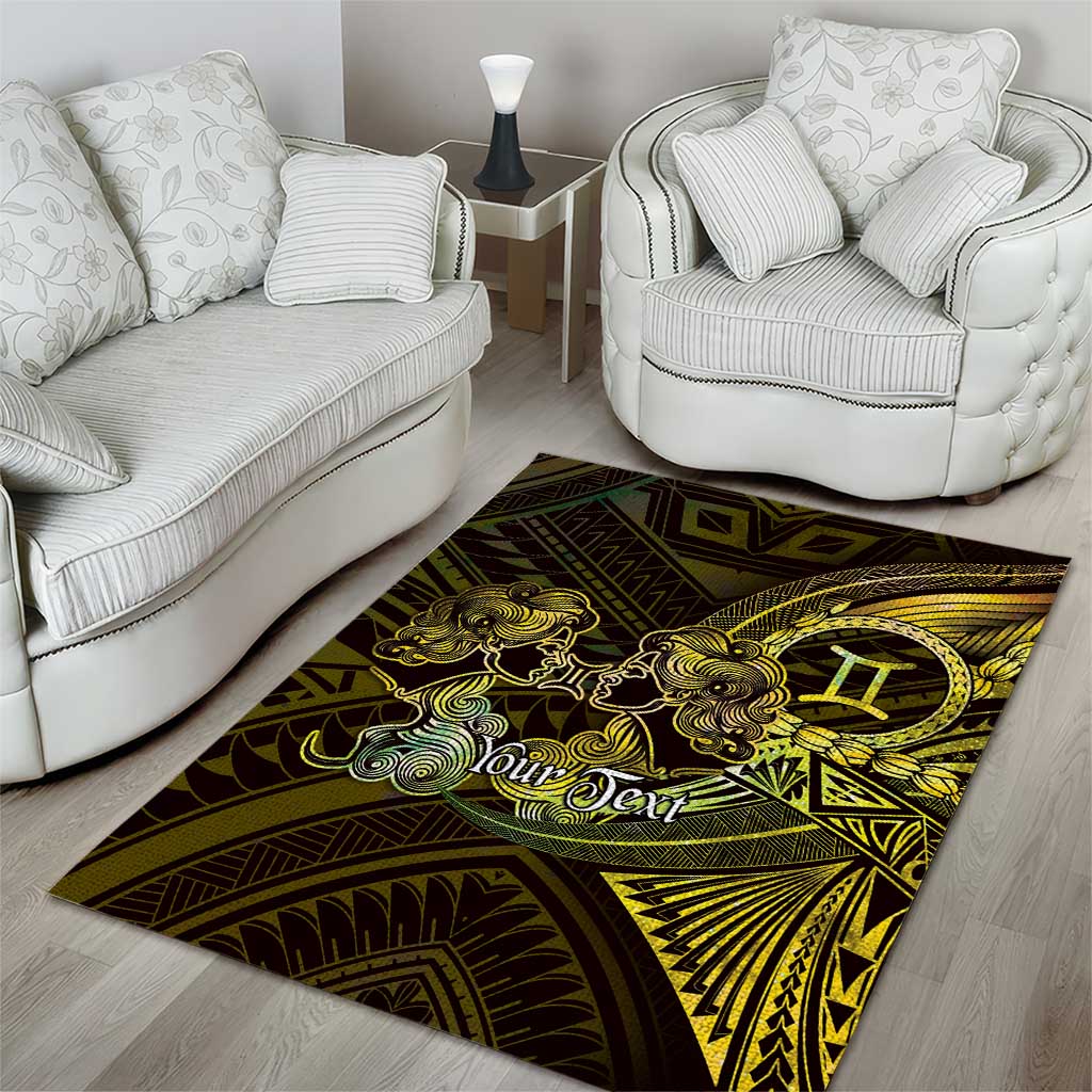 Personalised Polynesia Zodiac Gemini Area Rug Galaxy Polynesian Pattern Chest Tattoo Style