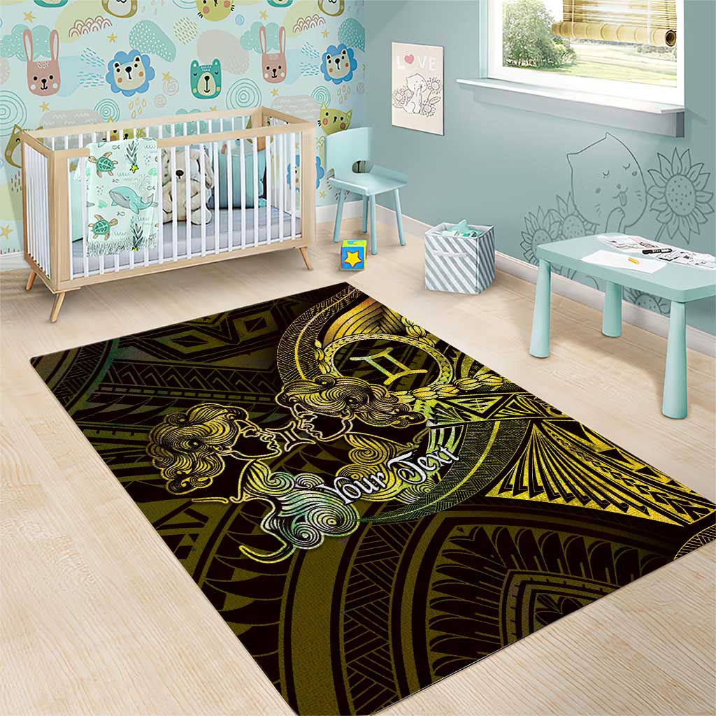 Personalised Polynesia Zodiac Gemini Area Rug Galaxy Polynesian Pattern Chest Tattoo Style