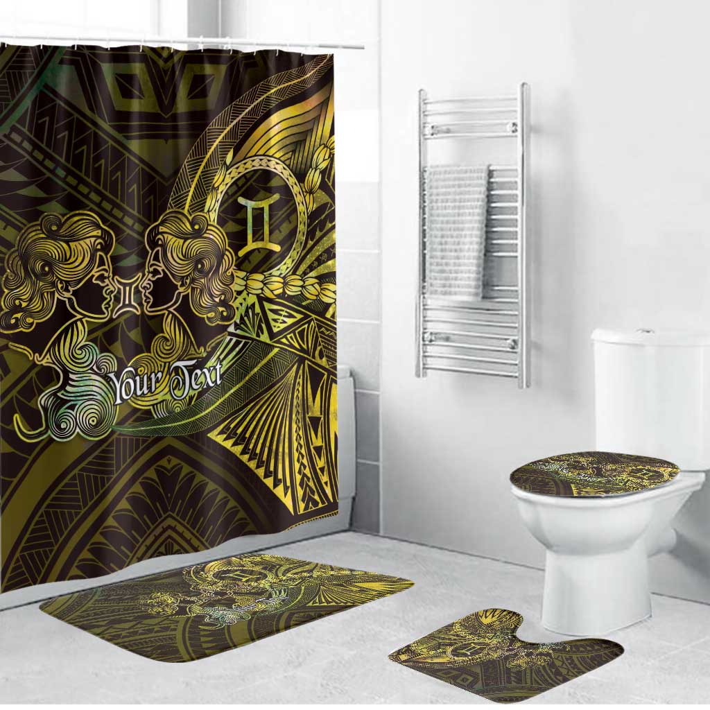 Personalised Polynesia Zodiac Gemini Bathroom Set Galaxy Polynesian Pattern Chest Tattoo Style