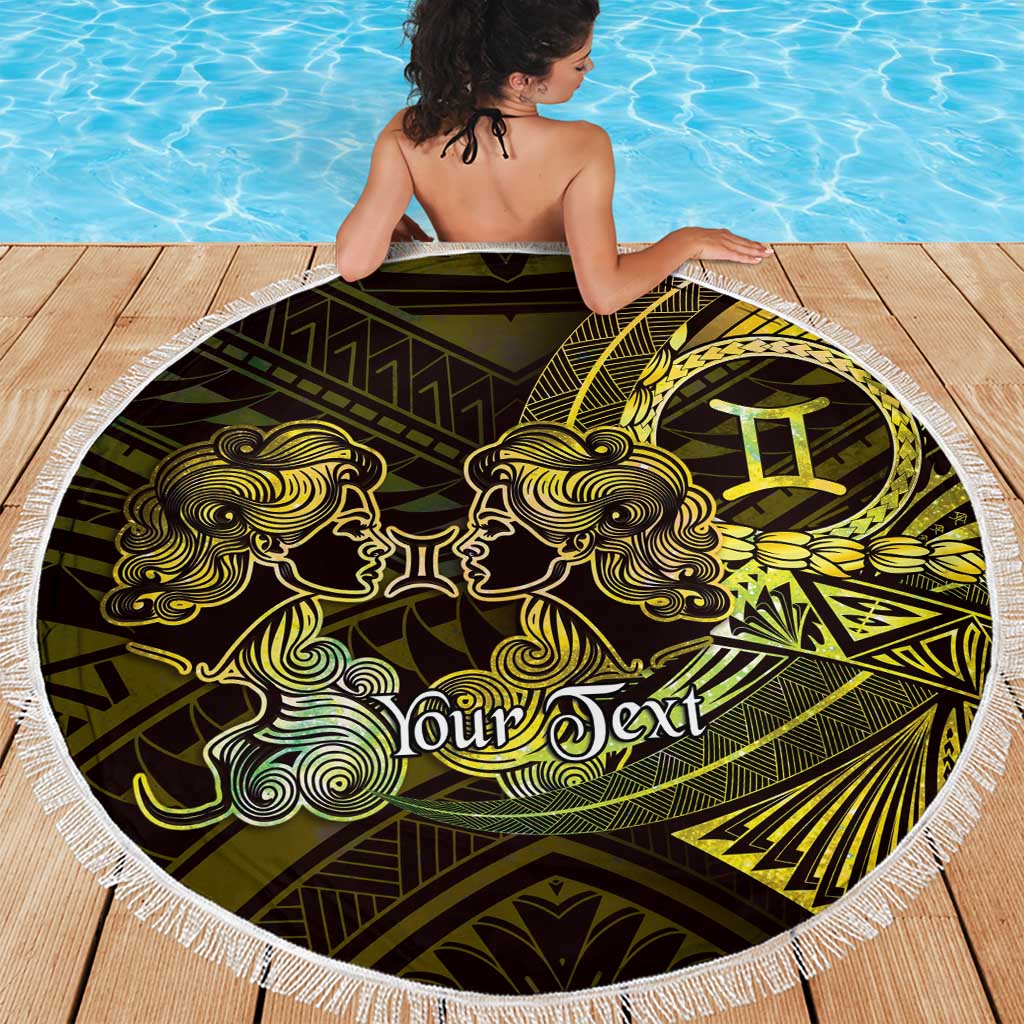 Personalised Polynesia Zodiac Gemini Beach Blanket Galaxy Polynesian Pattern Chest Tattoo Style