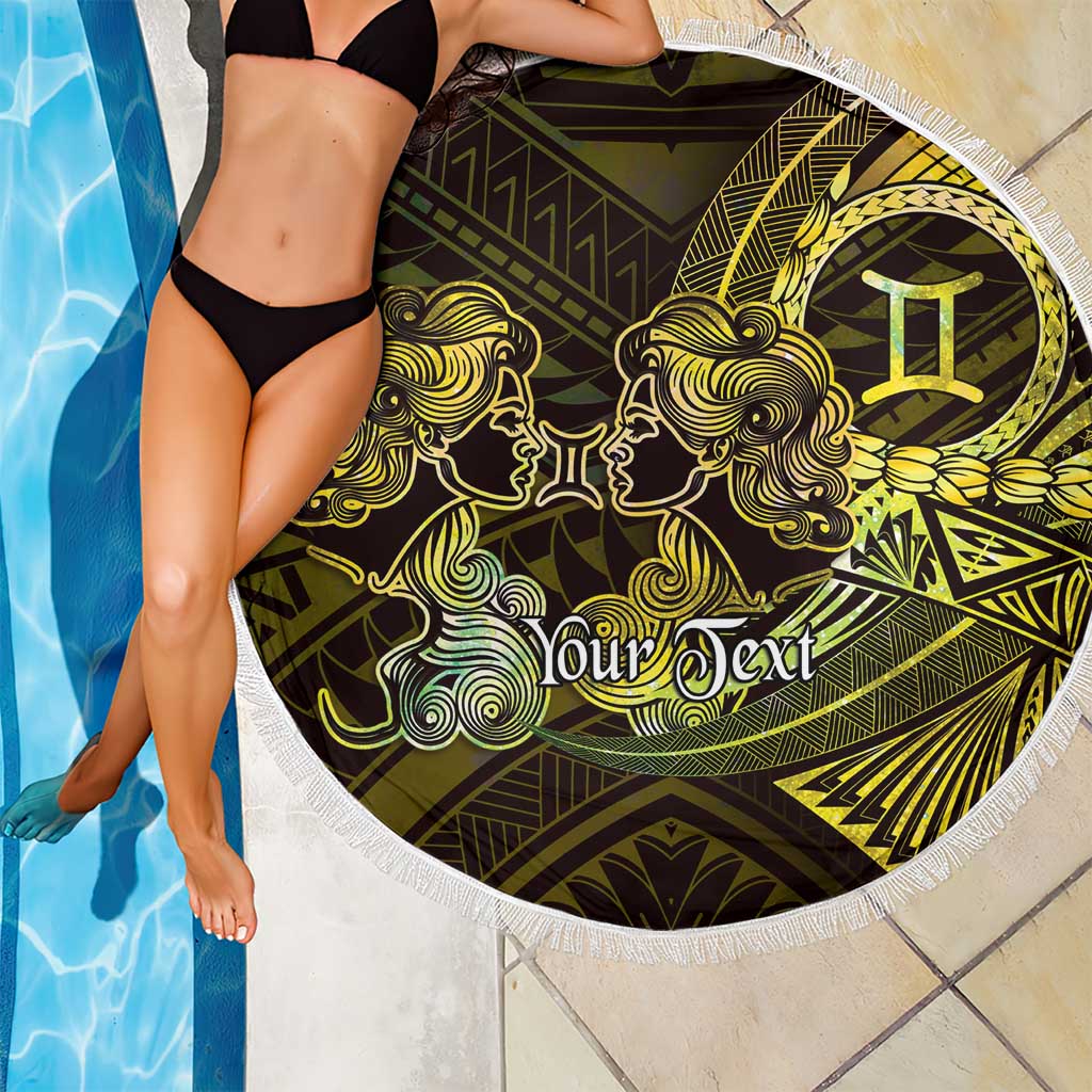 Personalised Polynesia Zodiac Gemini Beach Blanket Galaxy Polynesian Pattern Chest Tattoo Style