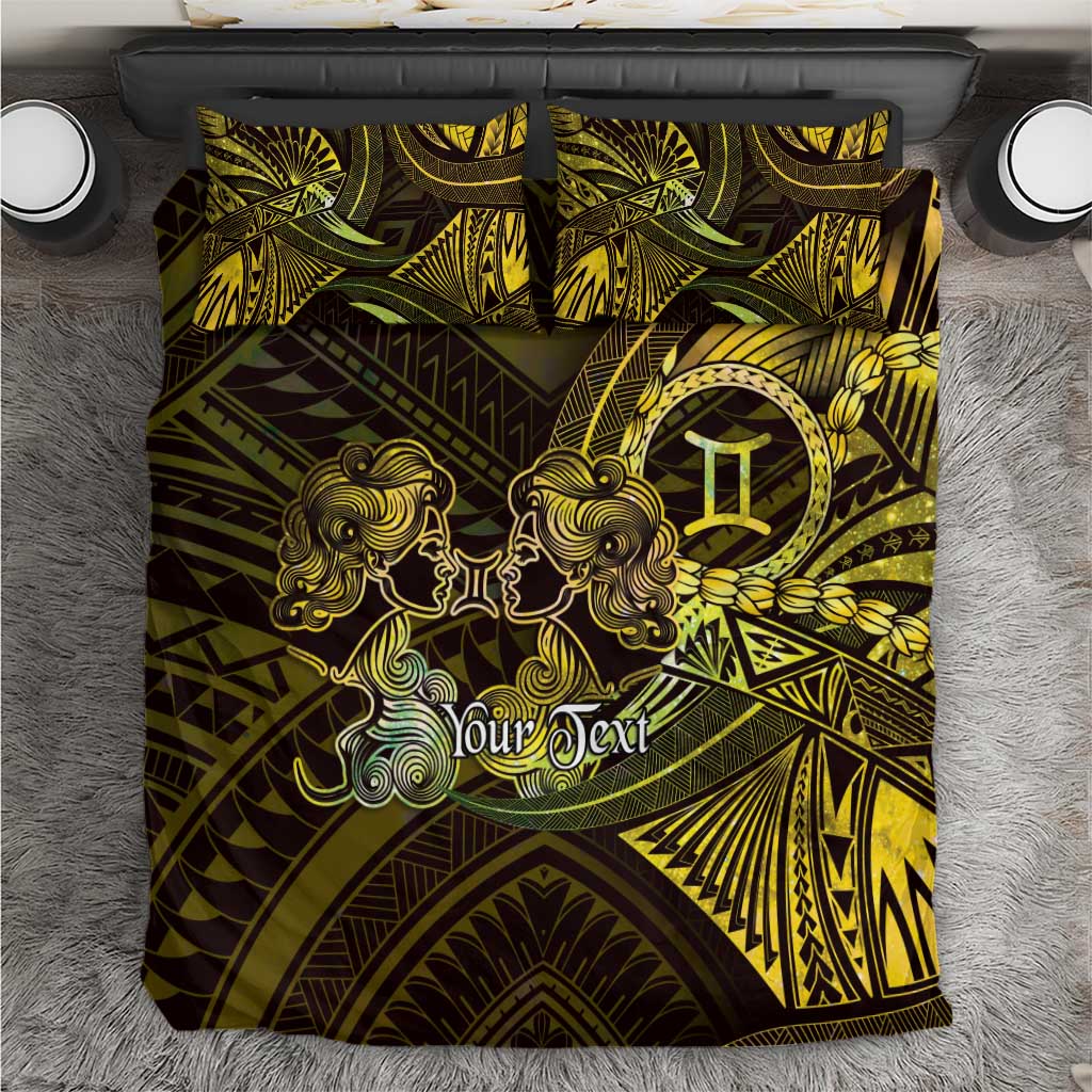 Personalised Polynesia Zodiac Gemini Bedding Set Galaxy Polynesian Pattern Chest Tattoo Style