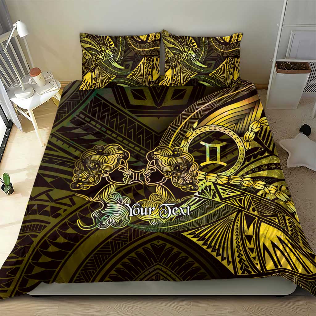 Personalised Polynesia Zodiac Gemini Bedding Set Galaxy Polynesian Pattern Chest Tattoo Style