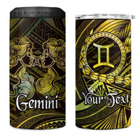 Personalised Polynesia Zodiac Gemini 4 in 1 Can Cooler Tumbler Galaxy Polynesian Pattern Chest Tattoo Style