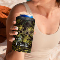 Personalised Polynesia Zodiac Gemini 4 in 1 Can Cooler Tumbler Galaxy Polynesian Pattern Chest Tattoo Style