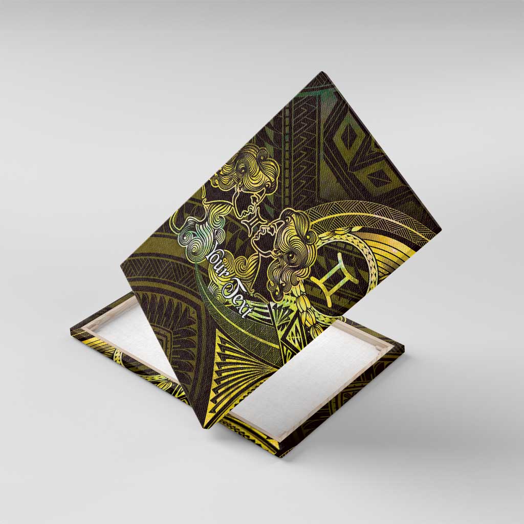 Personalised Polynesia Zodiac Gemini Canvas Wall Art Galaxy Polynesian Pattern Chest Tattoo Style