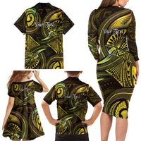 Personalised Polynesia Zodiac Gemini Family Matching Long Sleeve Bodycon Dress and Hawaiian Shirt Galaxy Polynesian Pattern Chest Tattoo Style LT14 - Polynesian Pride