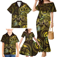 Personalised Polynesia Zodiac Gemini Family Matching Mermaid Dress and Hawaiian Shirt Galaxy Polynesian Pattern Chest Tattoo Style LT14 - Polynesian Pride