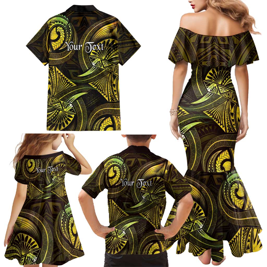 Personalised Polynesia Zodiac Gemini Family Matching Mermaid Dress and Hawaiian Shirt Galaxy Polynesian Pattern Chest Tattoo Style LT14 - Polynesian Pride