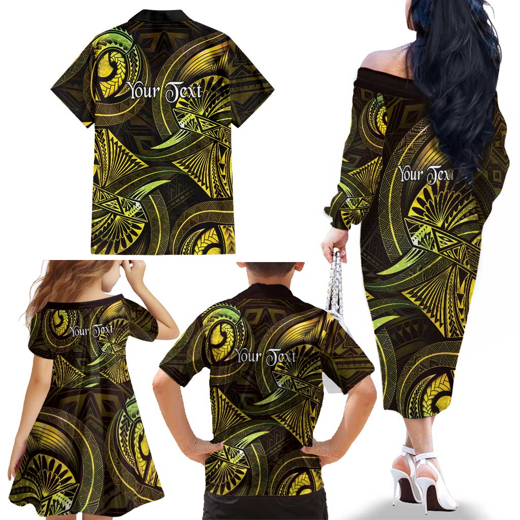 Personalised Polynesia Zodiac Gemini Family Matching Off The Shoulder Long Sleeve Dress and Hawaiian Shirt Galaxy Polynesian Pattern Chest Tattoo Style LT14 - Polynesian Pride