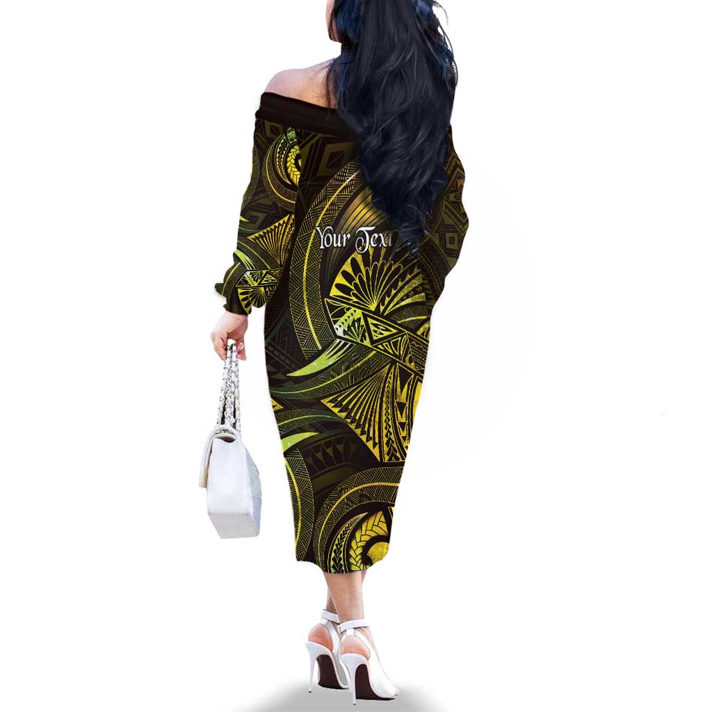 Personalised Polynesia Zodiac Gemini Family Matching Off The Shoulder Long Sleeve Dress and Hawaiian Shirt Galaxy Polynesian Pattern Chest Tattoo Style LT14 - Polynesian Pride