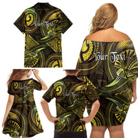 Personalised Polynesia Zodiac Gemini Family Matching Off Shoulder Short Dress and Hawaiian Shirt Galaxy Polynesian Pattern Chest Tattoo Style LT14 - Polynesian Pride