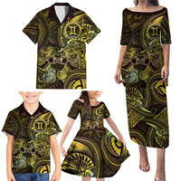 Personalised Polynesia Zodiac Gemini Family Matching Puletasi and Hawaiian Shirt Galaxy Polynesian Pattern Chest Tattoo Style