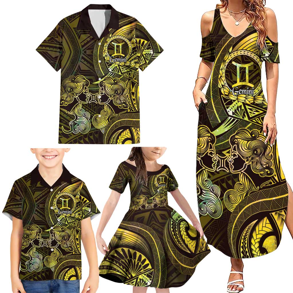 Personalised Polynesia Zodiac Gemini Family Matching Summer Maxi Dress and Hawaiian Shirt Galaxy Polynesian Pattern Chest Tattoo Style LT14 - Polynesian Pride