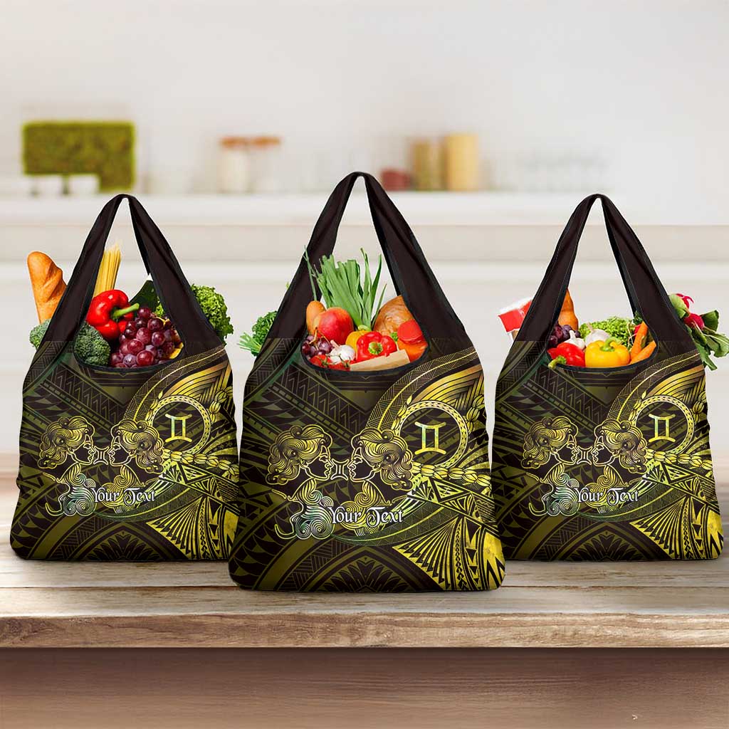 Personalised Polynesia Zodiac Gemini Grocery Bag Galaxy Polynesian Pattern Chest Tattoo Style