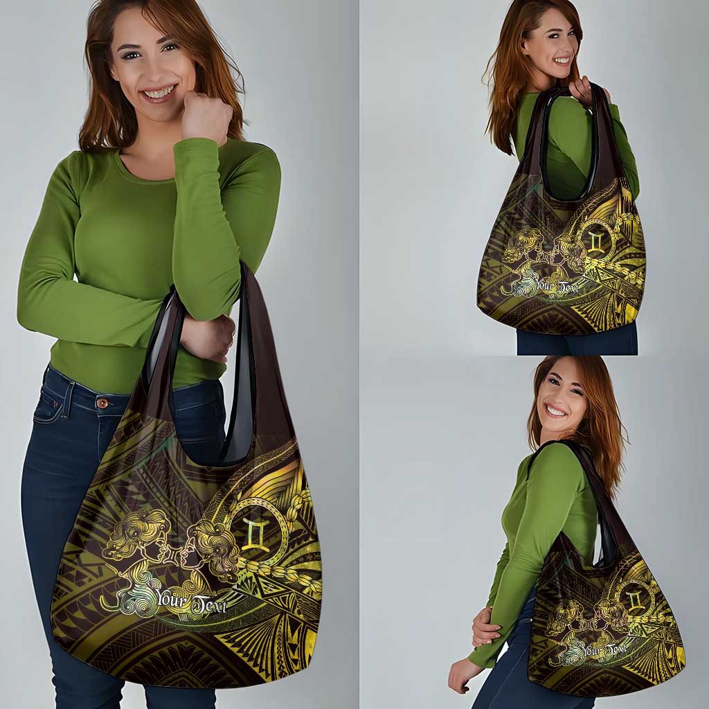 Personalised Polynesia Zodiac Gemini Grocery Bag Galaxy Polynesian Pattern Chest Tattoo Style