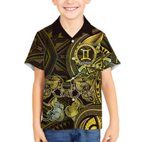 Personalised Polynesia Zodiac Gemini Kid Hawaiian Shirt Galaxy Polynesian Pattern Chest Tattoo Style