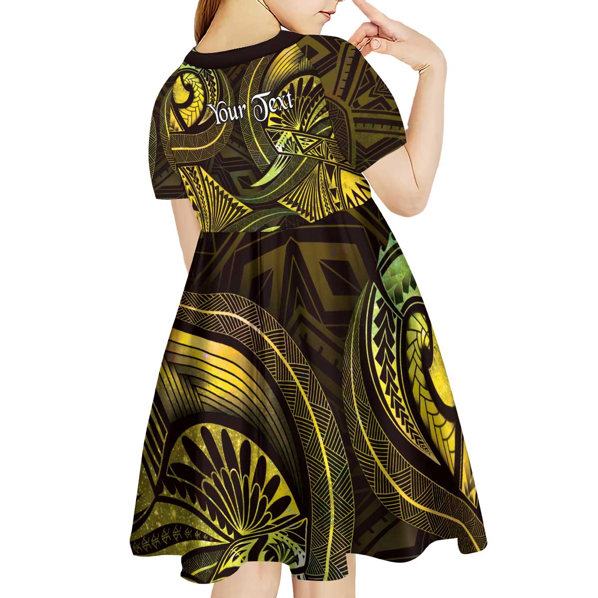 Personalised Polynesia Zodiac Gemini Kid Short Sleeve Dress Galaxy Polynesian Pattern Chest Tattoo Style