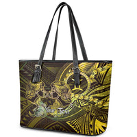Personalised Polynesia Zodiac Gemini Leather Tote Bag Galaxy Polynesian Pattern Chest Tattoo Style